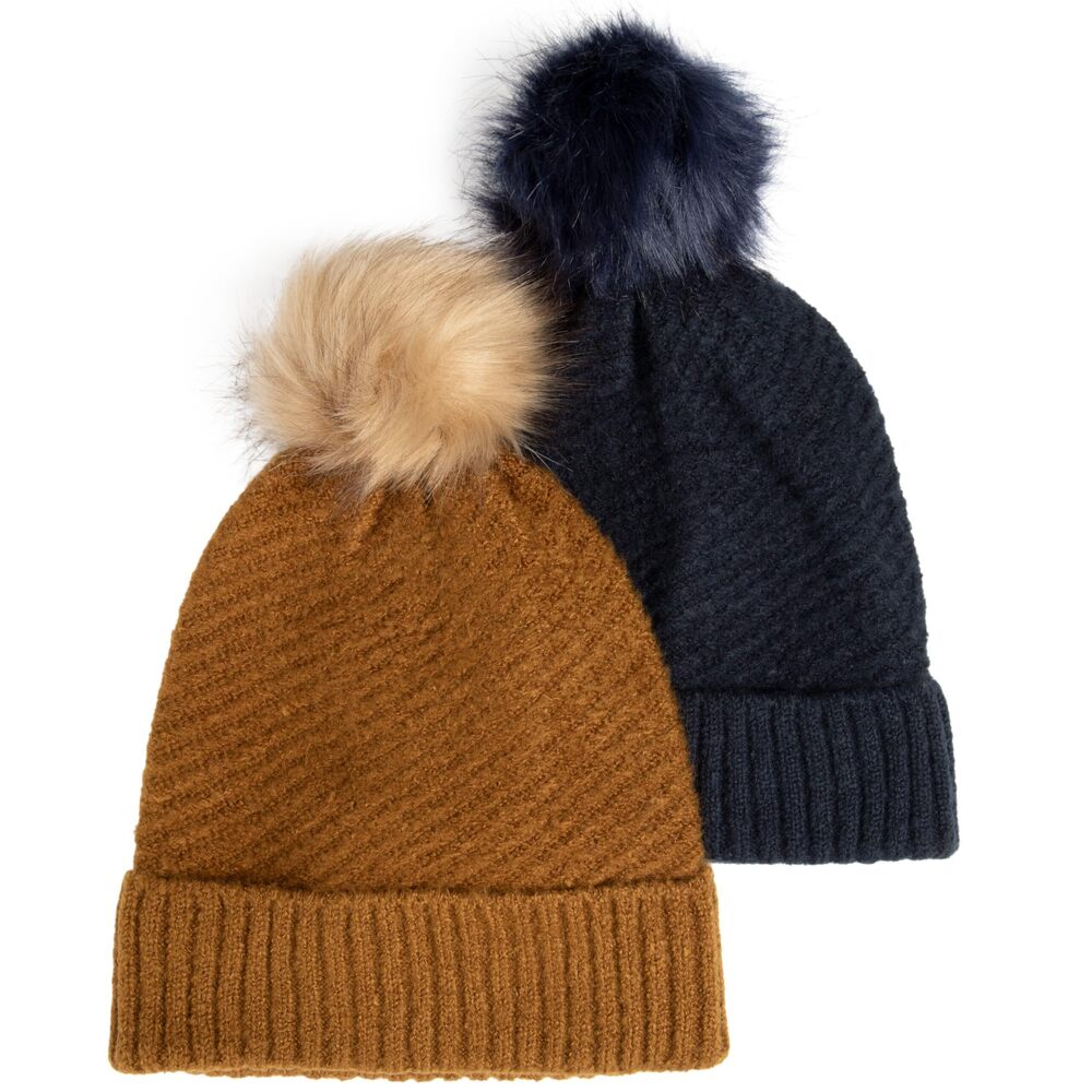5148 Beanie, Camel & Navy